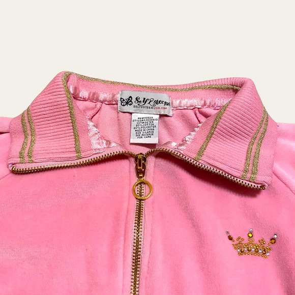 Y2K Baby Pink Velour Zip-Up Jacket - Picture 4 of 4